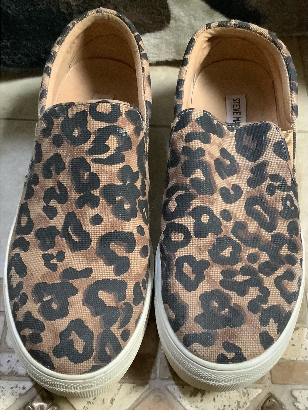 Steve Madden Leopard-Print Slip-On Flats in Brown and Black